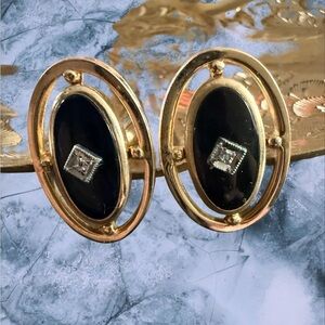 Gold and Black Oval Cufflinks